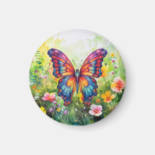 Butterfly Blue Orange Wings Magnet