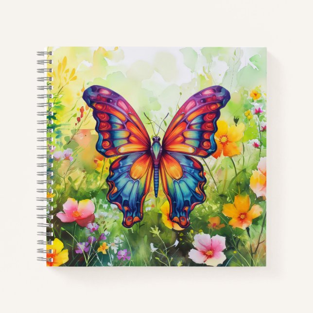 Butterfly Blue Orange Wings Notebook (Front)