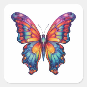 Butterfly Blue Orange Wings Square Sticker