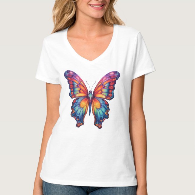 Butterfly Blue Orange Wings T-Shirt (Front)