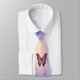 Butterfly Blue Orange Wings Tie