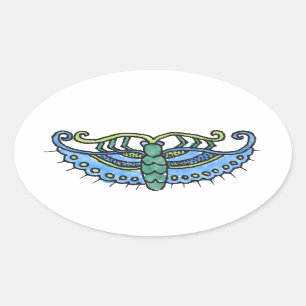 Butterfly Blue Oval Sticker