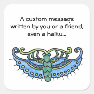Butterfly Blue Square Sticker