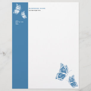 Butterfly Blue & White Elegant Modern Simple Personalised Letterhead