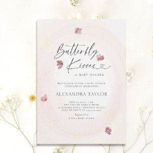 Butterfly Blush Tender Watercolor Baby Girl Shower Invitation