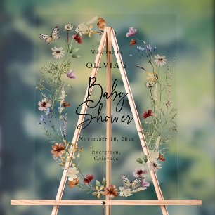 Butterfly Boho Baby Shower Acrylic Sign