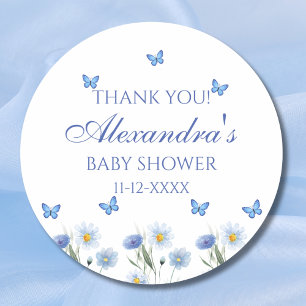 Butterfly Boho Wildflower Baby Shower Thank You Classic Round Sticker