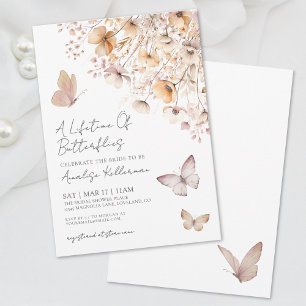 Butterfly Boho Wildflowers Bridal Shower Invitation