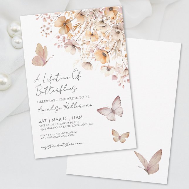 Butterfly Boho Wildflowers Bridal Shower Invitation (Butterfly Wildflowers Bridal Shower Invitation)
