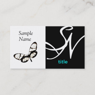butterfly bold black and white modern custom business card