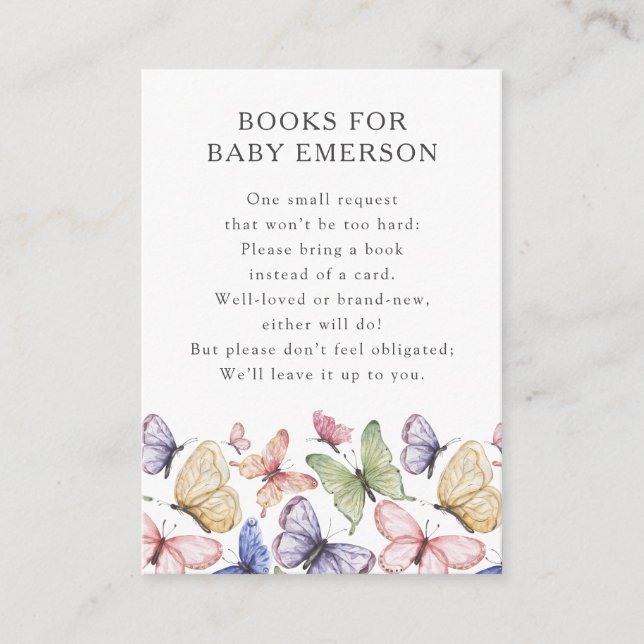 Butterfly Books for Baby Enclosure Cards (Front)