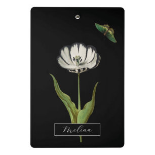 Butterfly Botanical Flower Black and White    Mini Clipboard