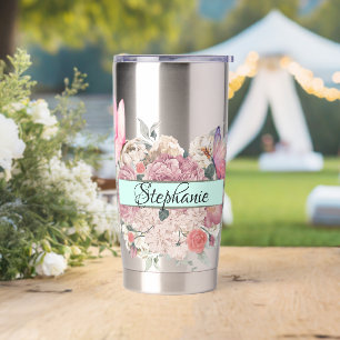 Butterfly Botanicals Personalised Elegant Flowers Insulated Tumbler