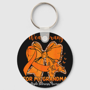 Butterfly bow wear orange for grandma ms awareness key ring
