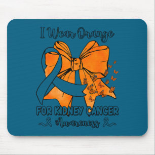Butterfly bow wear orange for kidney cancer mouse pad