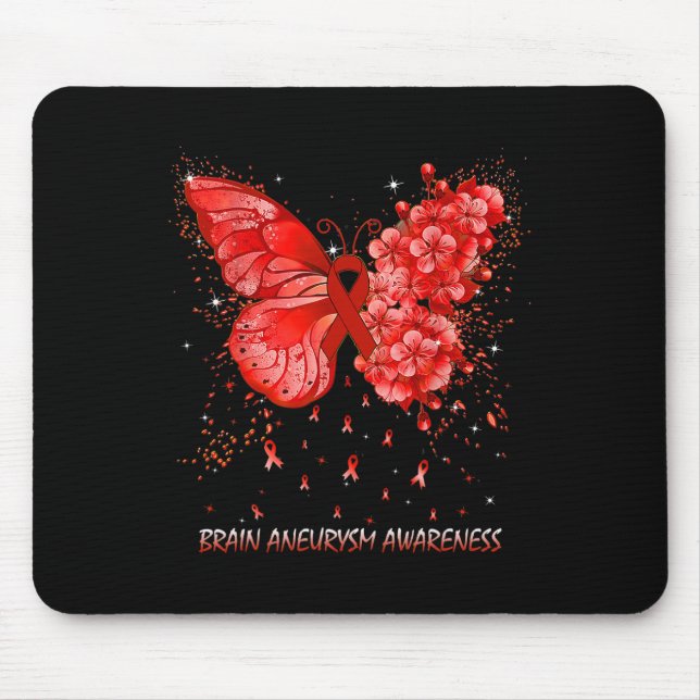 Butterfly Brain Aneurysm Awareness Ribbon  Mouse Pad (Front)