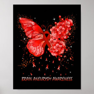 Butterfly Brain Aneurysm Awareness Ribbon  Poster