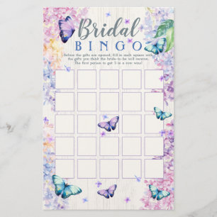 Butterfly Bridal Shower Bingo Game