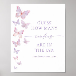 Butterfly Bridal Shower Guess How Many Candies Poster