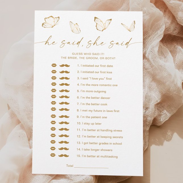 Butterfly Bridal Shower He Said She Said Game (Creator Uploaded)