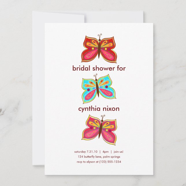 Butterfly Bridal Shower Invitations (Front)