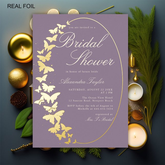 Butterfly Bridal Shower Lavender Gold Modern Chic (Creator Uploaded)