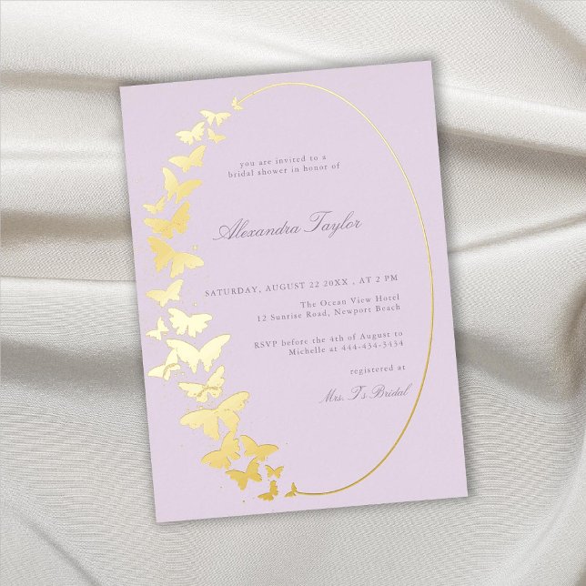 Butterfly Bridal Shower Lilac Elegant Gold Foil (Creator Uploaded)