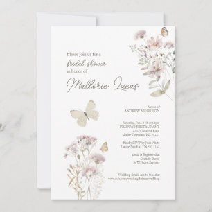 Butterfly Bridal Shower Romantic Feminine Design Invitation