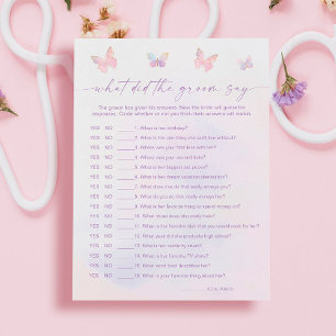 Butterfly Bridal Shower What did he say Game card