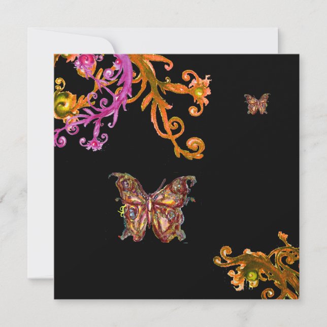 BUTTERFLY , bright pink yellow black Invitation (Front)