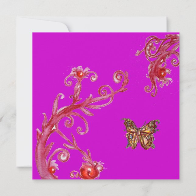 BUTTERFLY , bright red black purple violet Invitation (Front)