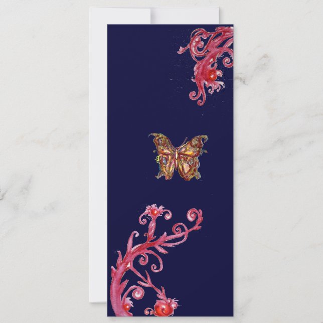 BUTTERFLY , bright red blue Invitation (Front)