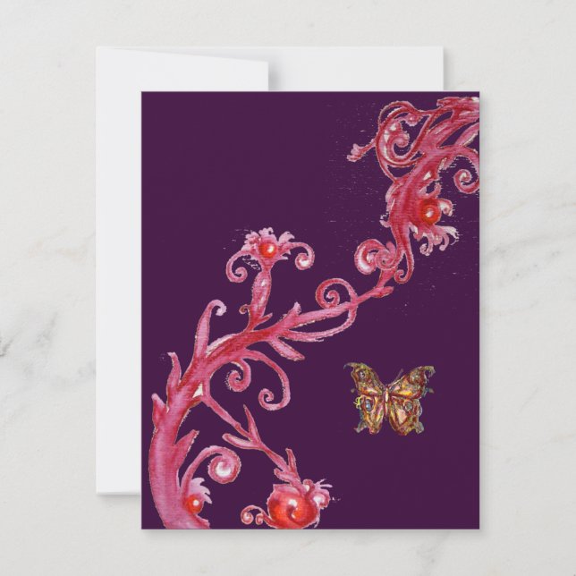 BUTTERFLY , bright red light orange Invitation (Front)