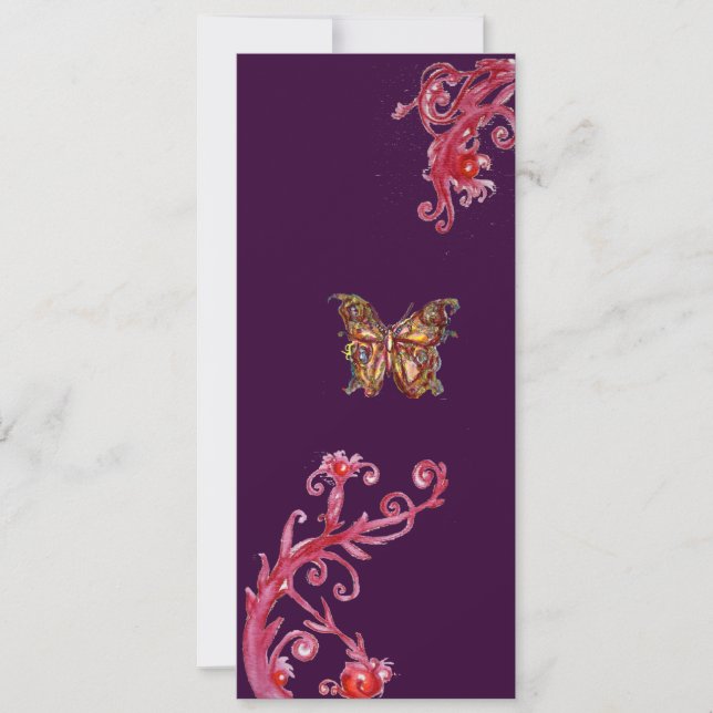 BUTTERFLY , bright red purple Invitation (Front)