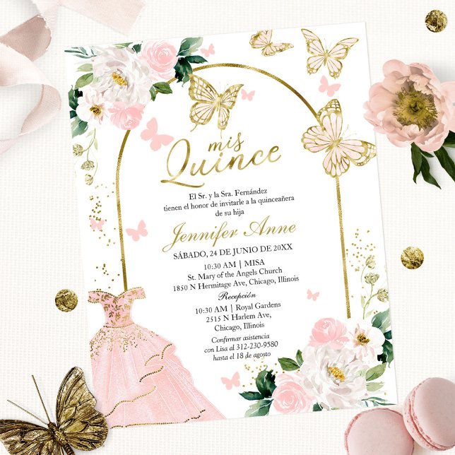Butterfly Budget Spanish Quinceanera Invitations (Creator Uploaded)