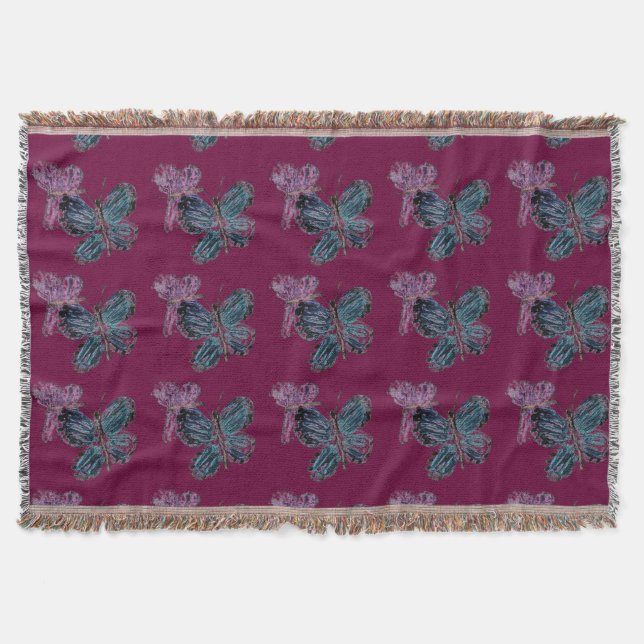 Butterfly Bugs Pattern Throw Blanket (Front)