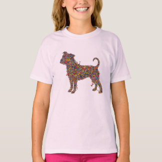 Butterfly Bully Silhouette Art Pitbull Dog Girl's T-Shirt