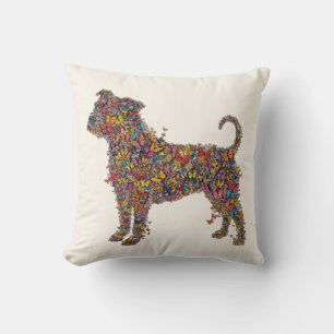 Butterfly Bully Silhouette Art Pitbull Dog Mama Cushion