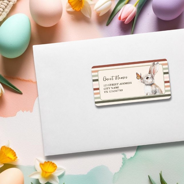 Butterfly Bunny Pastel Minimalist Easter  Label (Butterfly Bunny Pastel Minimalist Easter Label)