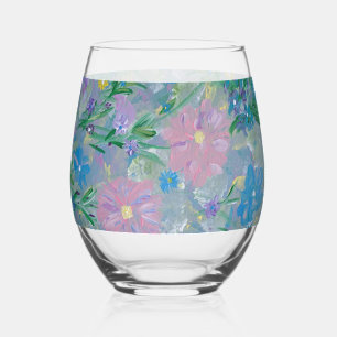 Butterfly Bush Floral Stemless Wine Glass