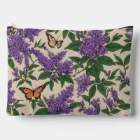 Butterfly bush purple flowers and butterflies