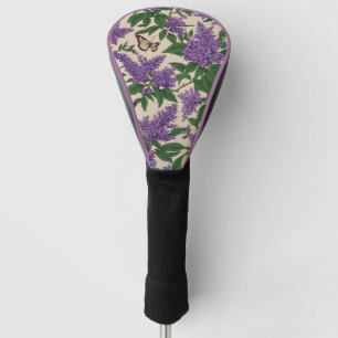 Butterfly bush purple flowers and butterflies golf head cover
