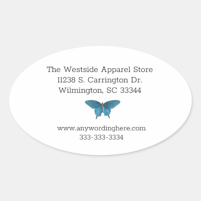 Butterfly Business Crafts Store Promotional Mailer Oval Sticker (Front)
