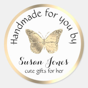 butterfly business logo classic round sticker