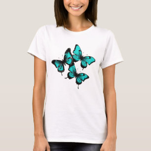 Butterfly Butterflies Colourful Teal Mint Colour T-Shirt