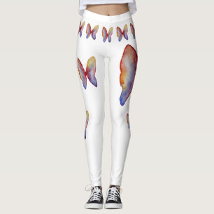 Butterfly Butterflies Watercolor Art Leggings, M Leggings