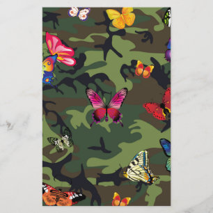 butterfly camouflage stationery
