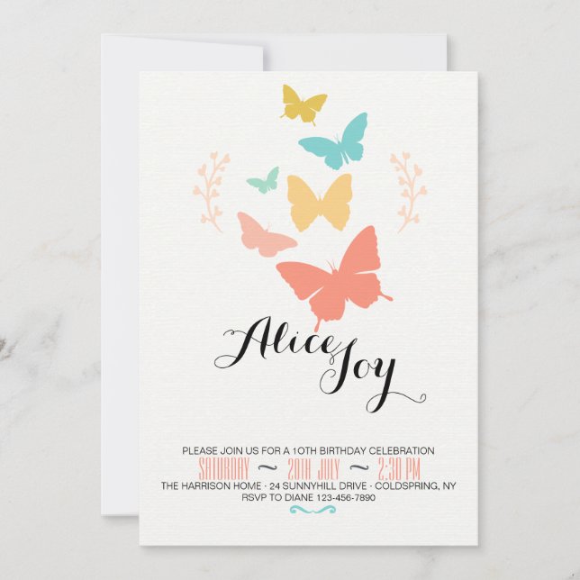 Butterfly Canvas Invitation (Front)