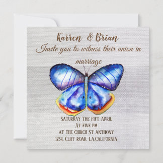 Butterfly Canvas  Wedding  Invitation