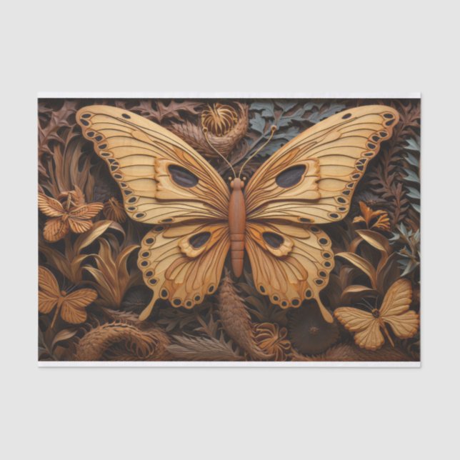 Butterfly Carved Wood Art Tissue Paper (Front)